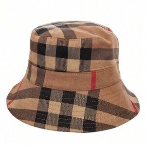 New Women’s Faux Suede Plaid Bucket Hat – Adjustable Fit